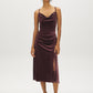Dark Raisin Cowl Neck Velour Knit Dress - Front View - Suzy Shier