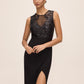 Black Illusion Upper Sequin Sheath Dress - Side Profile View - Le Chateau