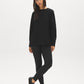 Black Brushed Knit Leggings with Wide Waistband - Woman Wearing Soft Stretch Leggings - Suzy Shier