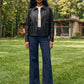 Black Oversized Faux Leather Utility Jacket - Woman Wearing Lined Utility Outerwear - Suzy Shier