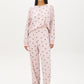 Cloud Gray Velour Bows Print PJ Set - Woman Wearing Cozy Knit Lounge Set - Suzy Shier