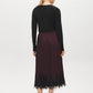 Winetasting Pleated Satin-Like Skirt with Lace Hem - Back View - Suzy Shier