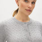 Lunar Melange Cable Knit Button-Front Cardigan - Close-up Fabric Detail - Suzy Shier