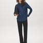 Dark Denim Wash Blouse with Removable Neck Tie - Front View - Suzy Shier