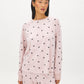 Cloud Gray Velour Bows Print PJ Set - Front View - Suzy Shier