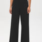 Black Wide-Leg Crepe Pull-On Pants - Front View - Suzy Shier