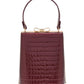 Black/Gold Faux Leather Croc Minaudire with Jewel Bow - Front View - Le Chateau
