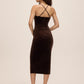 Chocolate Velour Midi Cowl Neck Dress - Back View - Le Chateau