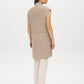 Tan Melange Sleeveless Ribbed Shawl Collar Vest - Back View - Suzy Shier