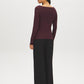 Jet Black Double Layer Boat Neck Top - Back View - Suzy Shier