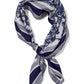 Navy Paisley Silk-Like Scarf - Close-up Paisley Detail - Suzy Shier