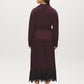 Wine Satin-Like Drop Shoulder Blouse with Waist Tie - Back View - Suzy Shier