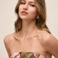 Black Cherry and Mauve Strapless Floral Print Ballgown - Close-up Fabric Detail - Le Chateau