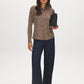 Rainy Day Solid Button-Up Knit Blouse - Front View - Suzy Shier