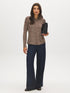 Rainy Day Solid Button-Up Knit Blouse - Front View - Suzy Shier