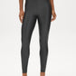 Black Faux Leather Wide Waistband Leggings - Front View - Suzy Shier