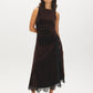 Milk Chocolate Velour Midi Dress with Lace Trim - Woman Wearing Asymmetrical Lace-Trim Dress - Suzy Shier