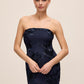Dark Sapphire Strapless Mermaid Hem Gown - Upper Body View - Le Chateau