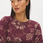 Winetasting Floral Crew Neck Jersey Top - Close-up Fabric Detail - Suzy Shier
