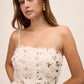 Antique Cream Sequin and Feather Mini Dress - Close-up Fabric Detail - Le Chateau