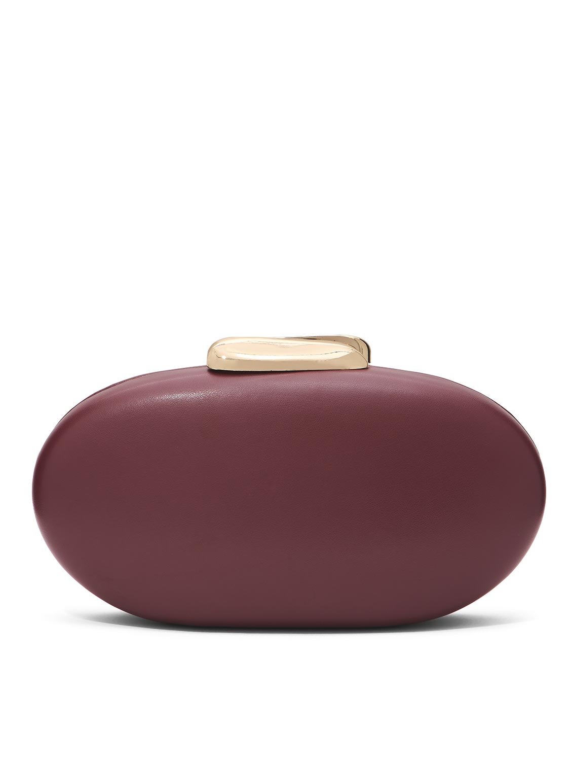Black and Gold Faux Leather Clutch - Alternative Color Front View - Le Chateau