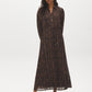 Black Bean Snake Print Chiffon Dress - Woman Wearing Pleated Skirt Dress - Suzy Shier