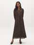Black Bean Snake Print Chiffon Dress - Woman Wearing Pleated Skirt Dress - Suzy Shier