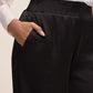 Black Satin Balloon Leg Pant - Pocket Detail - Le Chateau
