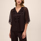 Chestnut Ruffle Short Sleeve Blouse - Full Front View - Le Chateau
