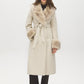 Dark Brown Melange Long Belted Faux Wool Coat - Front View - Suzy Shier