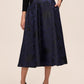 Sapphire/Black Baroque Jacquard Flared Skirt - Pocket Detail - Le Chateau