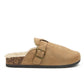 Black Faux Suede Clog with Sherpa Lining - Side Profile View - Suzy Shier