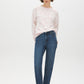 Blush Combo Two-Tone Jacquard Fuzzy Sweater - Front View - Suzy Shier