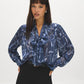Oceana Printed Pussy Bow Blouse - Front Close-up View - Suzy Shier