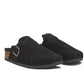 Black Faux Suede Clog with Sherpa Lining - Front Angle View - Suzy Shier