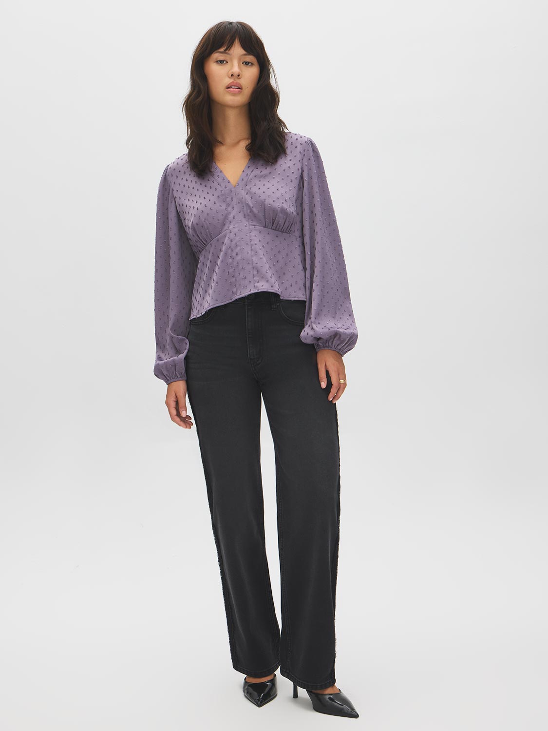 Iced Iris Empire Cut Popover Blouse - Front View - Suzy Shier