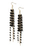 Black Gold Gem Tassel Earrings - Close-Up View - Suzy Shier