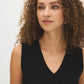 Light Grey Mix V-Neck Ribbed Sweater Vest - Close-up Neckline Detail - Suzy Shier