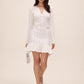 Antique Cream Cable Knit Sweater Mini Dress - Front View - Le Chateau