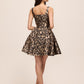 Antique Gold/Black Jacquard Animal Fit & Flare Mini Dress - Back View - Le Chateau