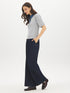 Grey Melange Puff Sleeve Jacquard Sweater - Side Profile View - Suzy Shier
