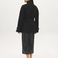 Taupe Melange Faux Wool Short Wrap Coat with Funnel Neck - Back View - Suzy Shier