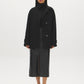 Taupe Melange Faux Wool Short Wrap Coat with Funnel Neck - Full Front View - Suzy Shier