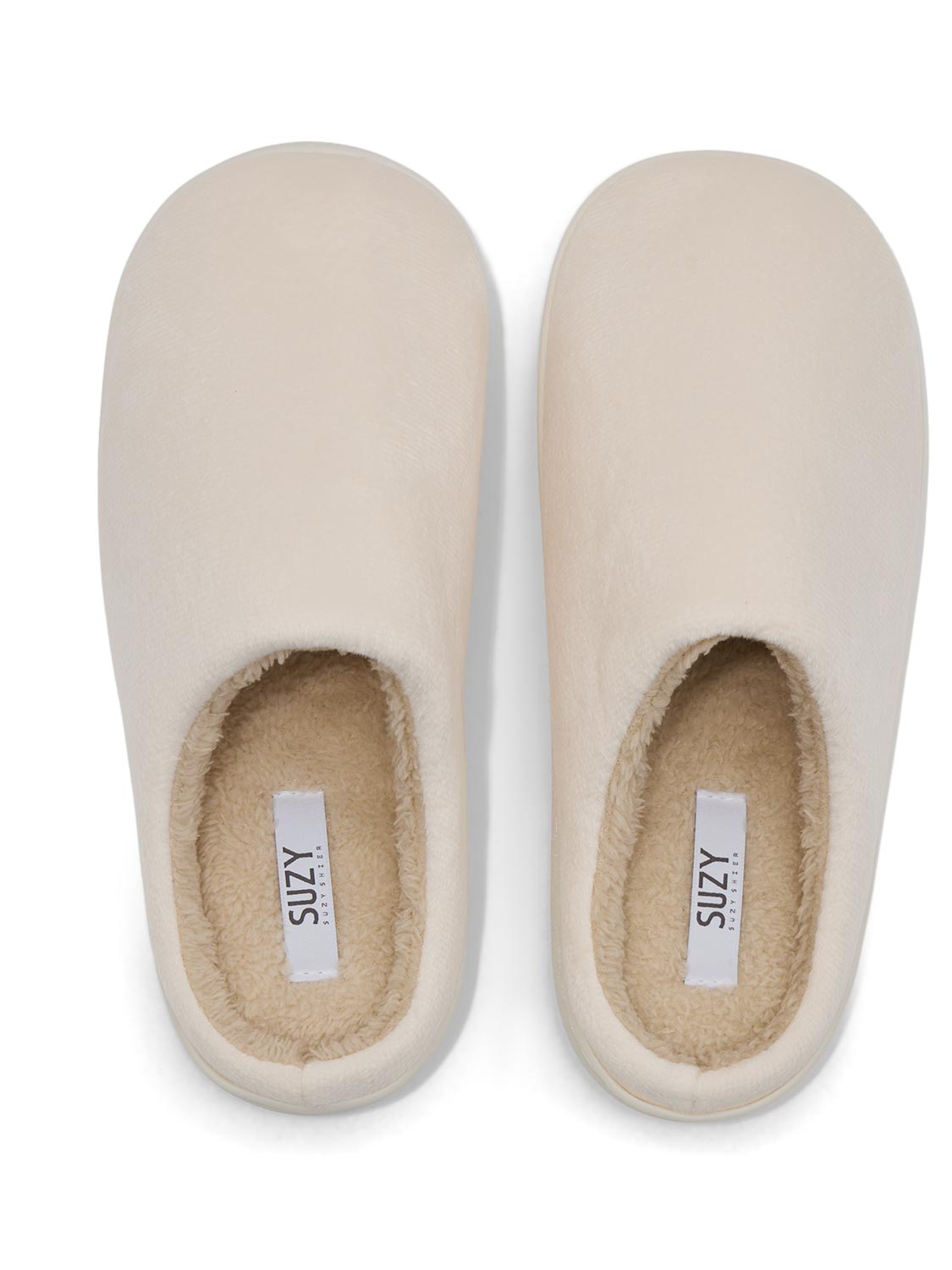 Cream Microfiber Cozy Clog Slipper - Top View - Suzy Shier