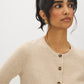 Oat Melange Button-Front Long Sleeve Cardigan - Close-up Button Detail - Suzy Shier