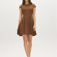 Bison Cap Sleeve Mini Dress with Panel Detail - Front View - Suzy Shier