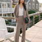Scarab Pull-On Straight Leg Pant with Waist Tabs - Woman Wearing Clean Front Trousers - Suzy Shier