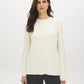 Rice Cable Knit Sweater with Side Slits - Woman Wearing Textured Knit Top - Suzy Shier