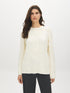 Rice Cable Knit Sweater with Side Slits - Woman Wearing Textured Knit Top - Suzy Shier