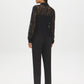 Black Lace Button-Front Blouse with Scalloped Hem - Back View - Suzy Shier